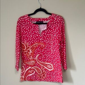 Jones New York Red Paisley Blouse